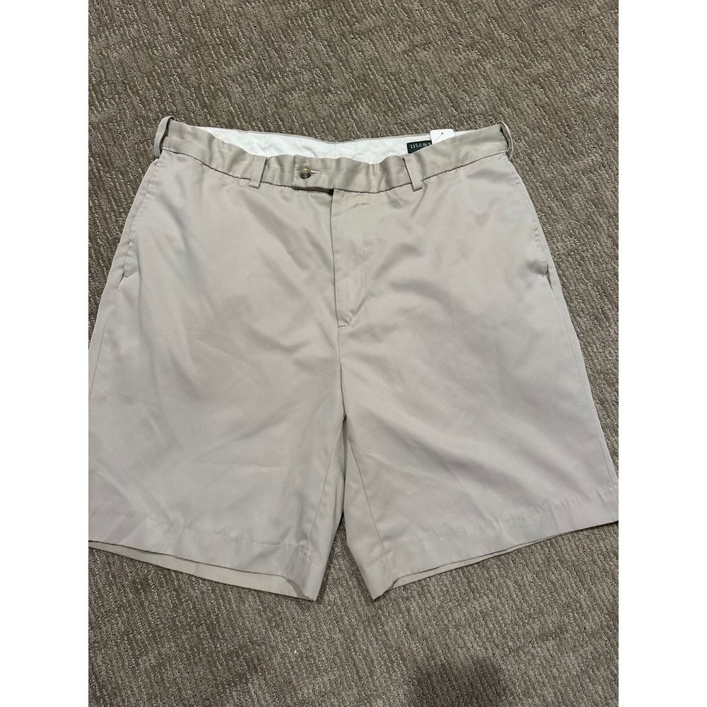 Lyle & Scott Scotland Mens Tan Beige Golf Shorts Size 36 Flat Front Performance